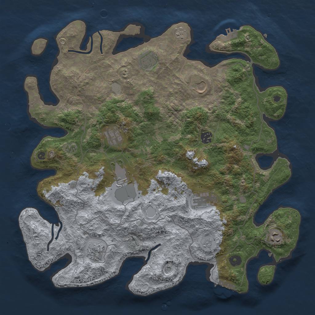 Rust Map: Procedural Map, Size: 4000, Seed: 7223470, 18 Monuments