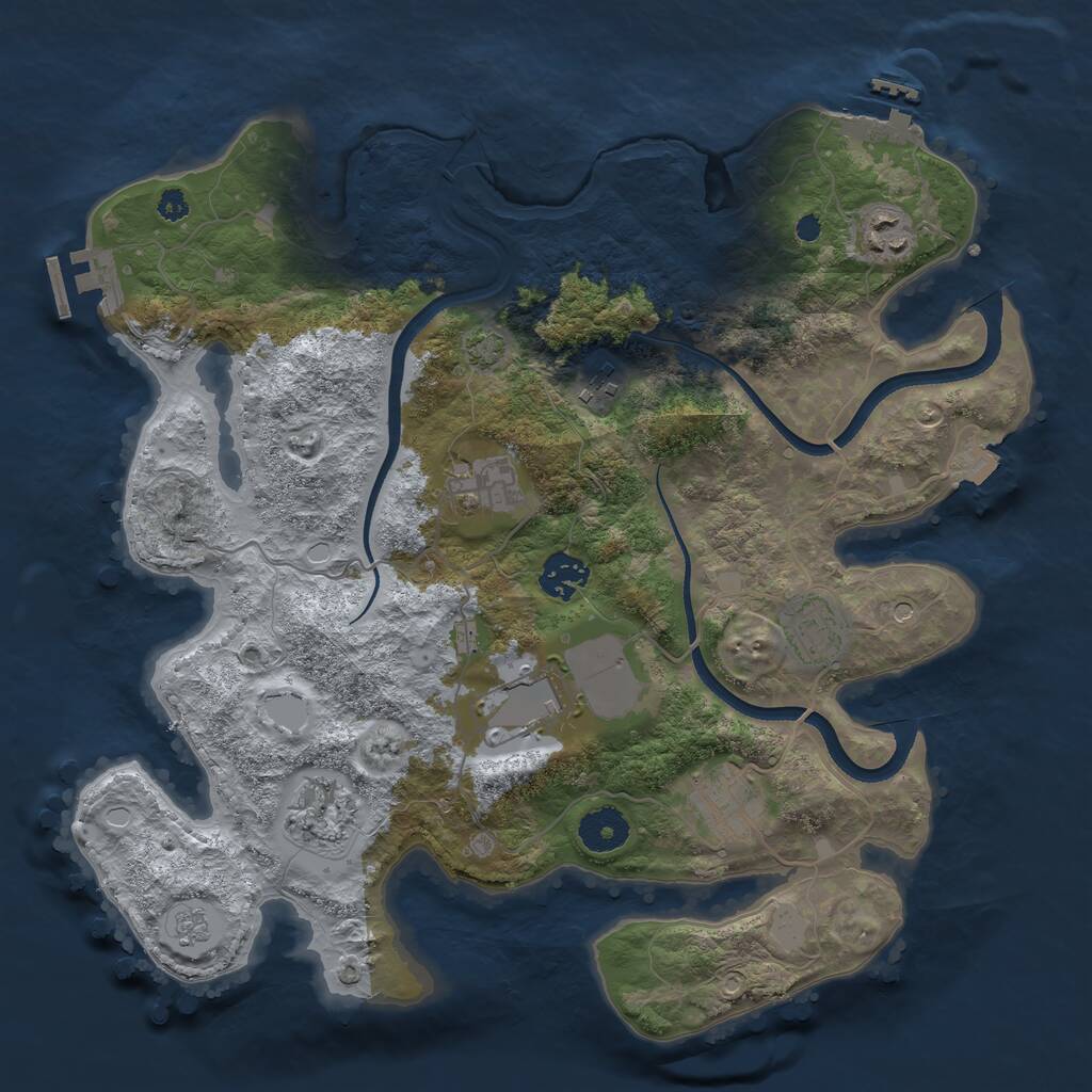 Rust Map: Procedural Map, Size: 3500, Seed: 641591044, 14 Monuments