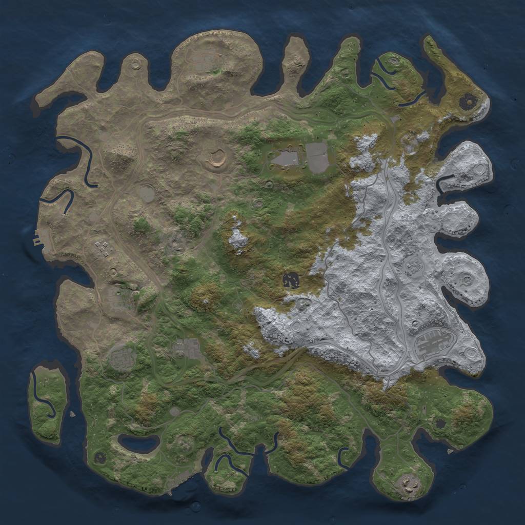 Rust Map: Procedural Map, Size: 4500, Seed: 1339141858, 19 Monuments