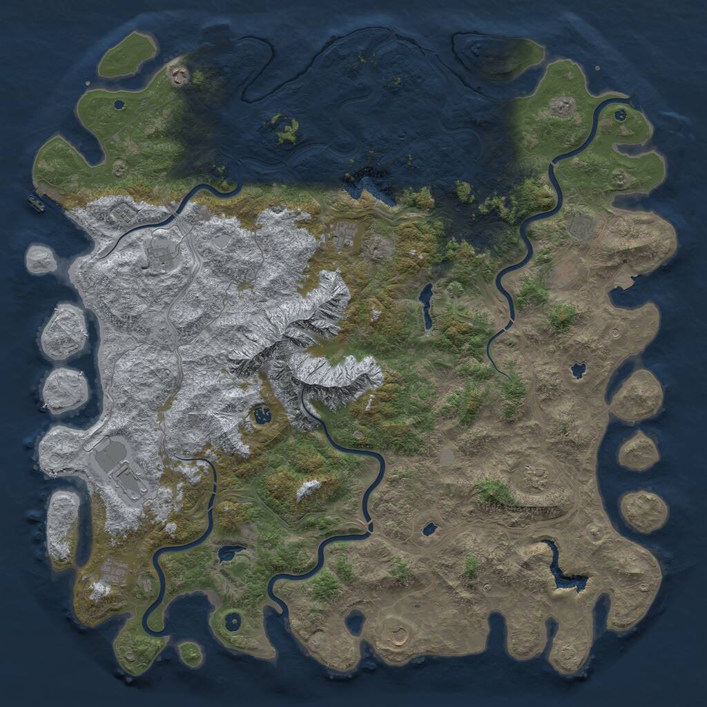 Rust Map: Procedural Map, Size: 6000, Seed: 1087894209, 17 Monuments