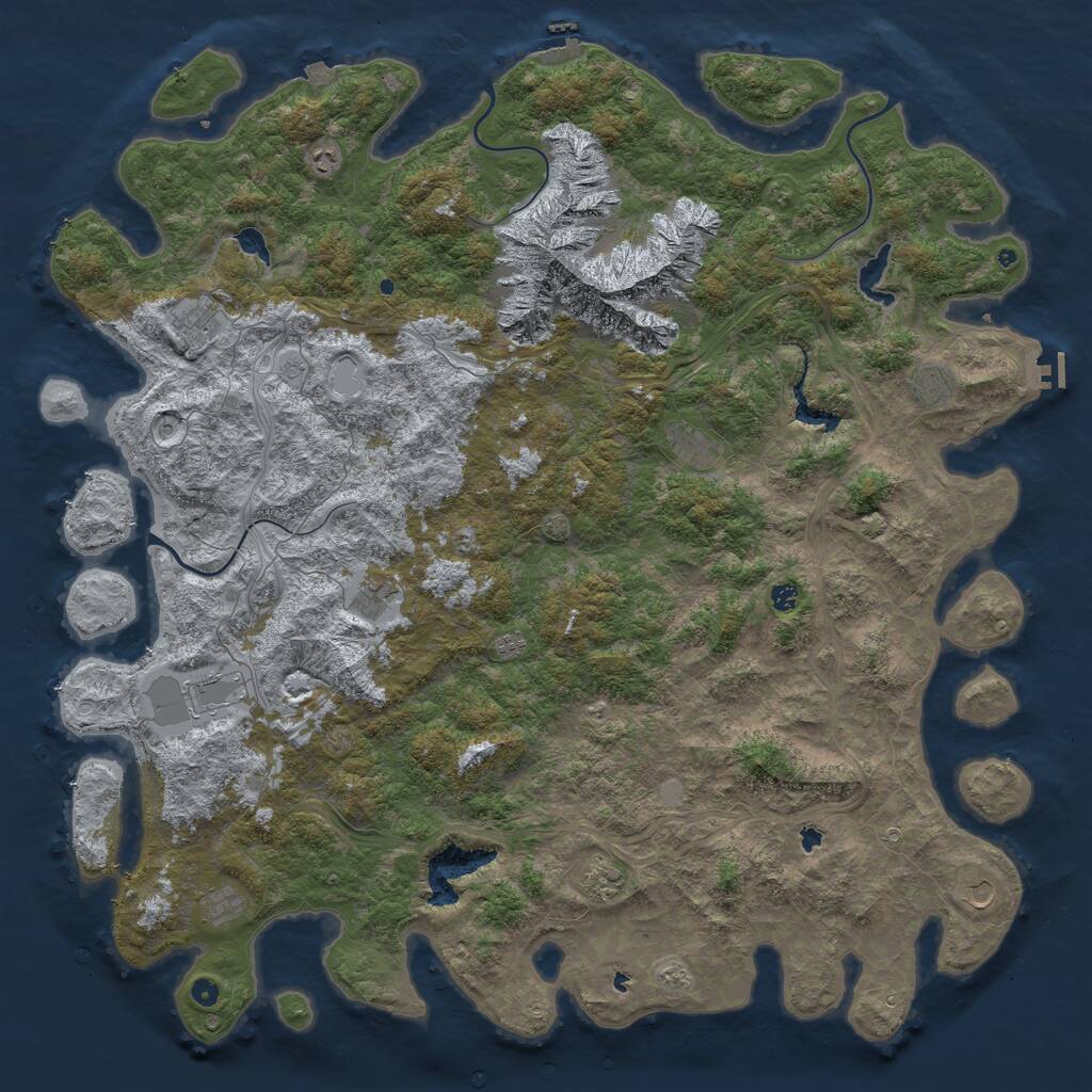 Rust Map: Procedural Map, Size: 6000, Seed: 1087894209, 17 Monuments