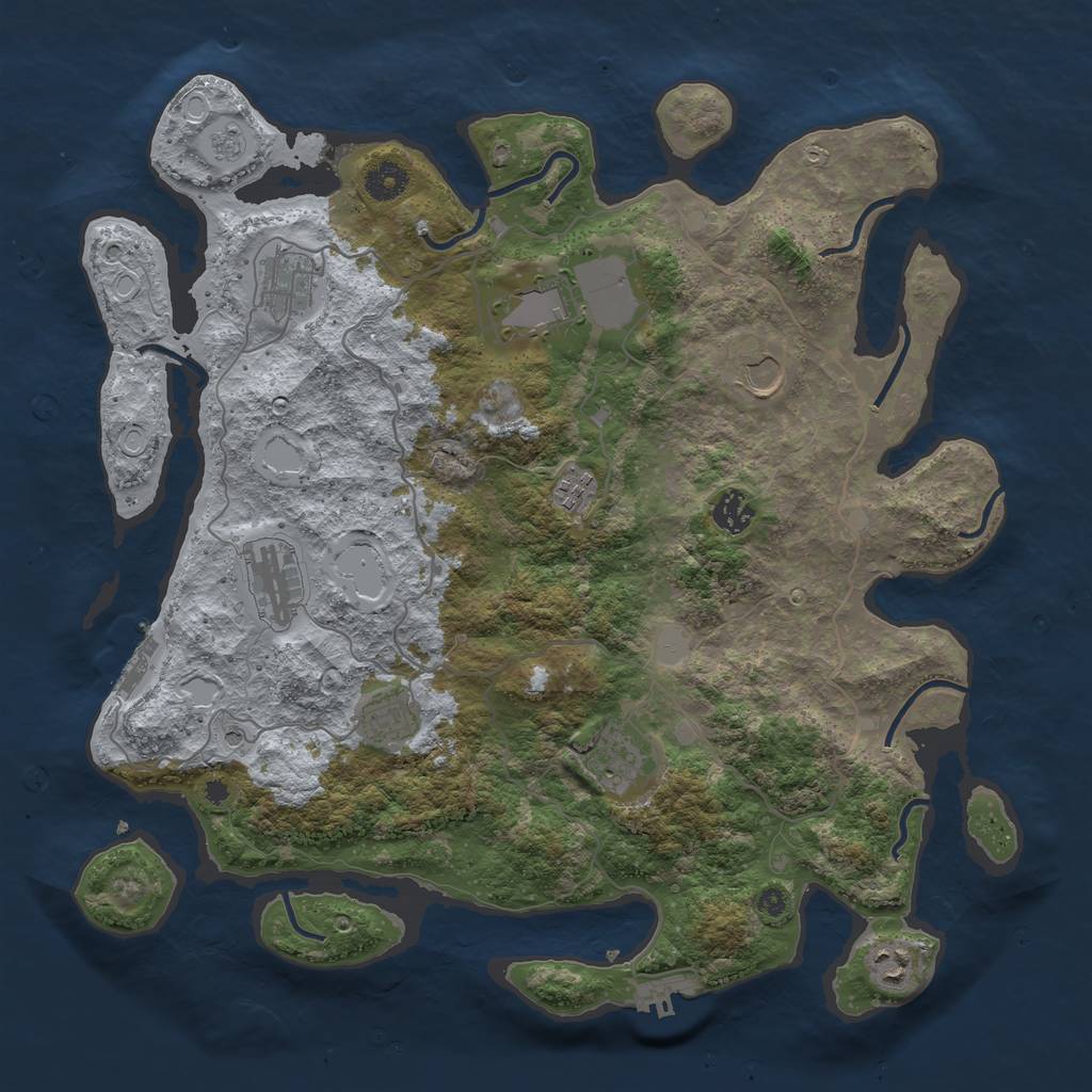 Rust Map: Procedural Map, Size: 4000, Seed: 2142306329, 18 Monuments