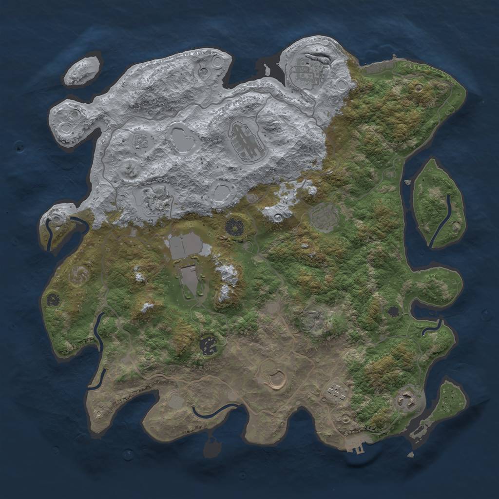 Rust Map: Procedural Map, Size: 4000, Seed: 1782795615, 18 Monuments