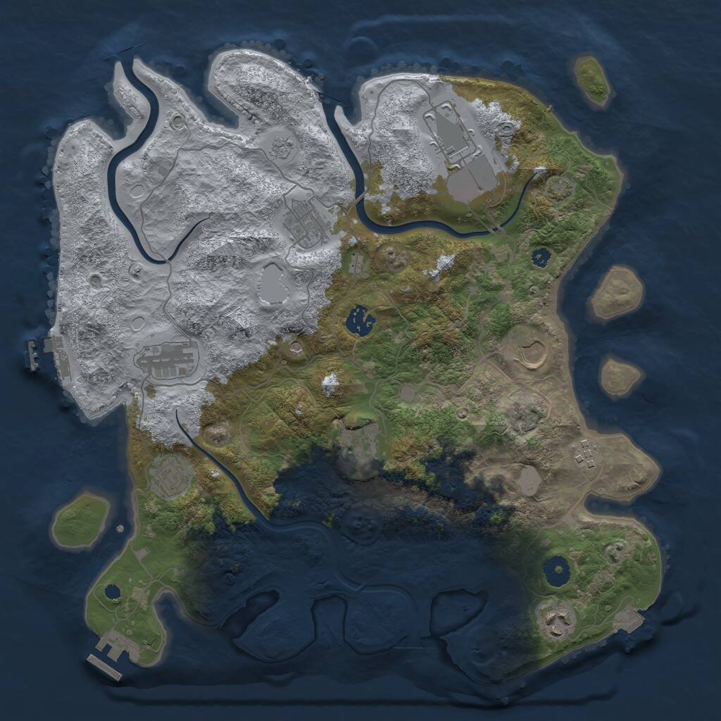 Rust Map: Procedural Map, Size: 3800, Seed: 74658919, 15 Monuments