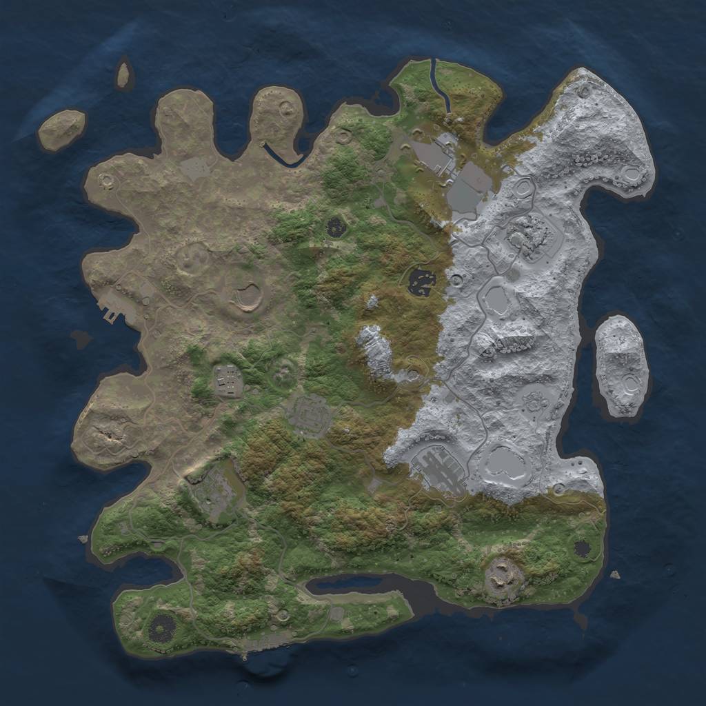 Rust Map: Procedural Map, Size: 3767, Seed: 763770921, 18 Monuments