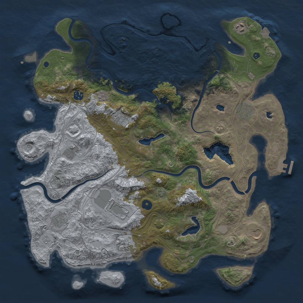 Rust Map: Procedural Map, Size: 4500, Seed: 909347233, 15 Monuments