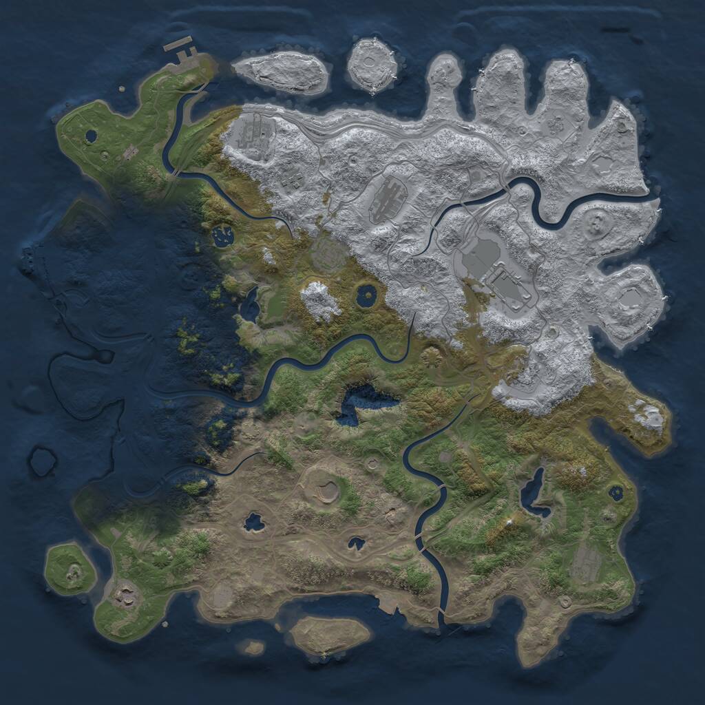 Rust Map: Procedural Map, Size: 4800, Seed: 195086654, 16 Monuments