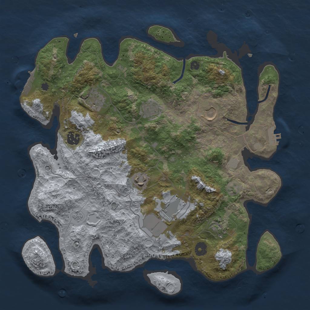 Rust Map: Procedural Map, Size: 3500, Seed: 600960876, 16 Monuments