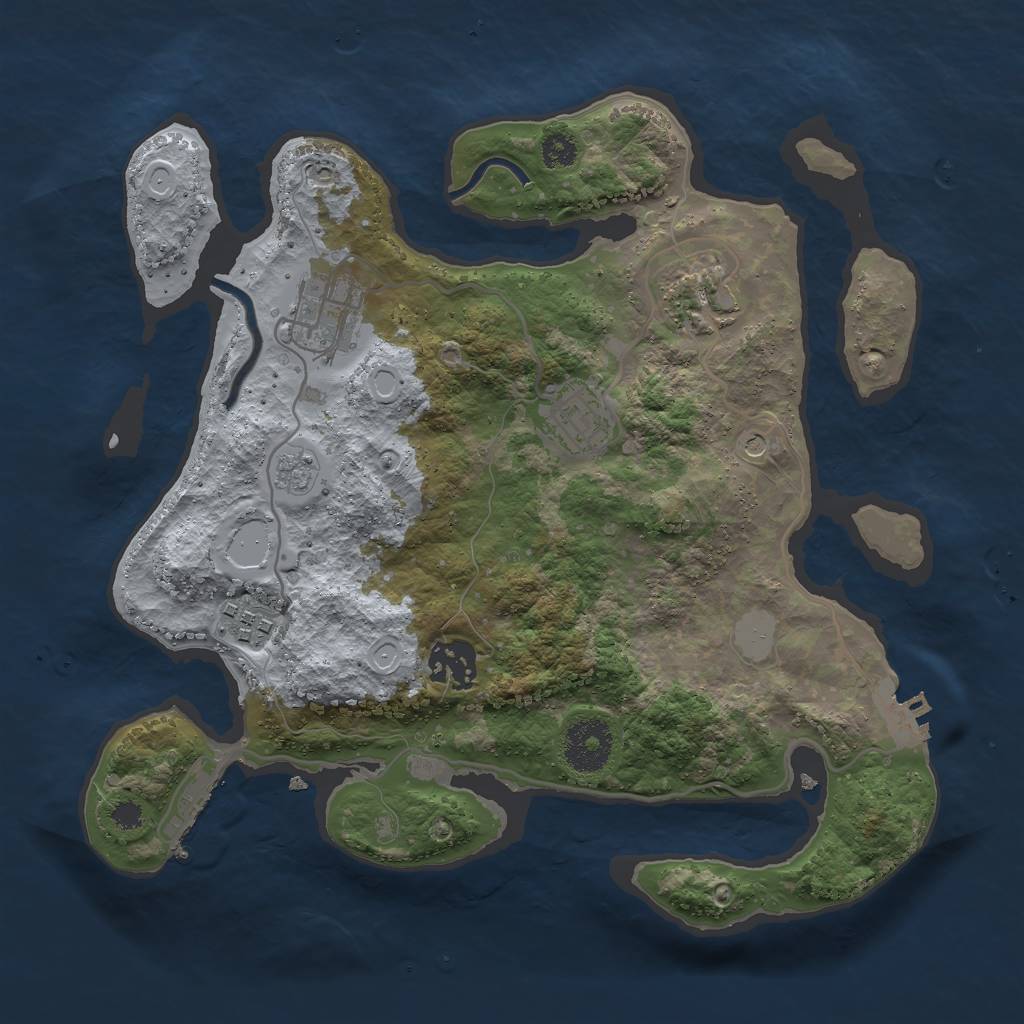 Rust Map: Procedural Map, Size: 3000, Seed: 2142306329, 14 Monuments