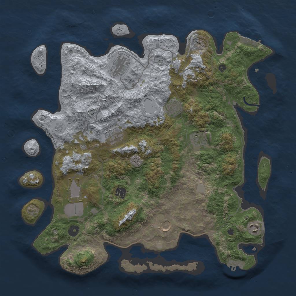 Rust Map: Procedural Map, Size: 4000, Seed: 1341750701, 18 Monuments