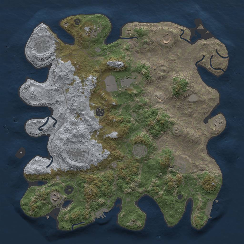 Rust Map: Procedural Map, Size: 4000, Seed: 57783, 19 Monuments