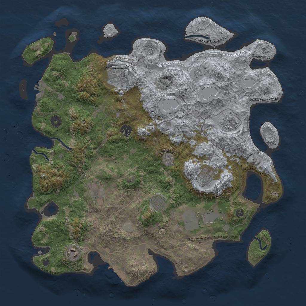 Rust Map: Procedural Map, Size: 4000, Seed: 2674, 18 Monuments