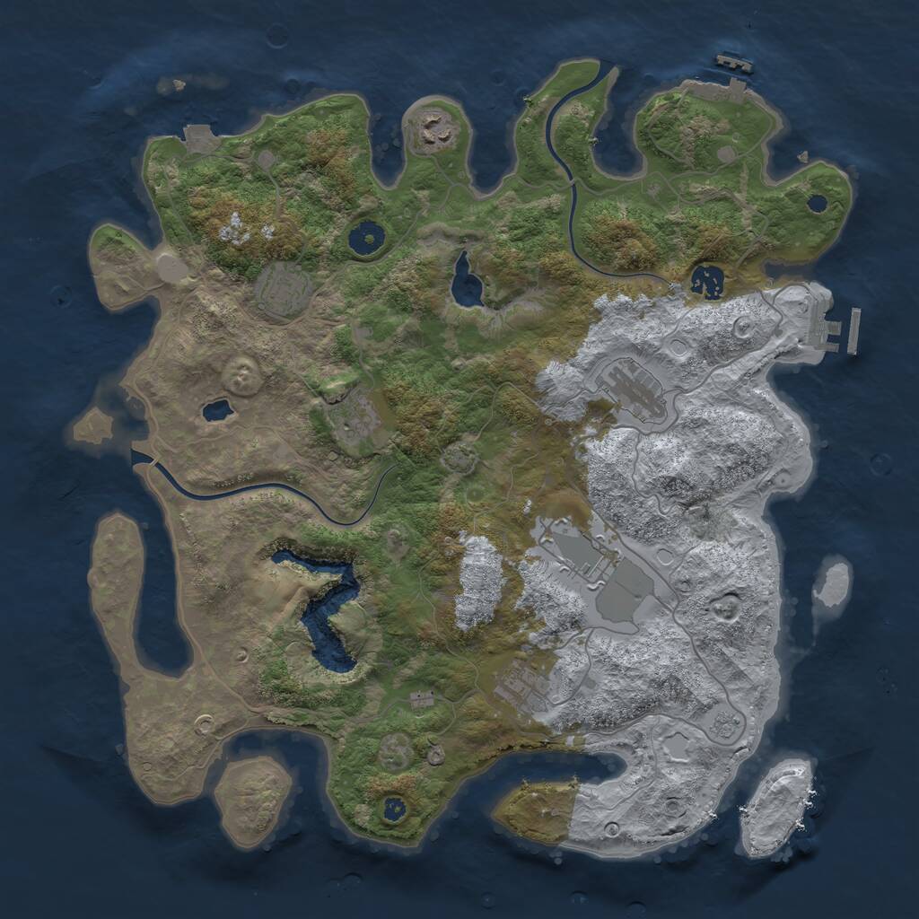 Rust Map: Procedural Map, Size: 4000, Seed: 1907239049, 12 Monuments