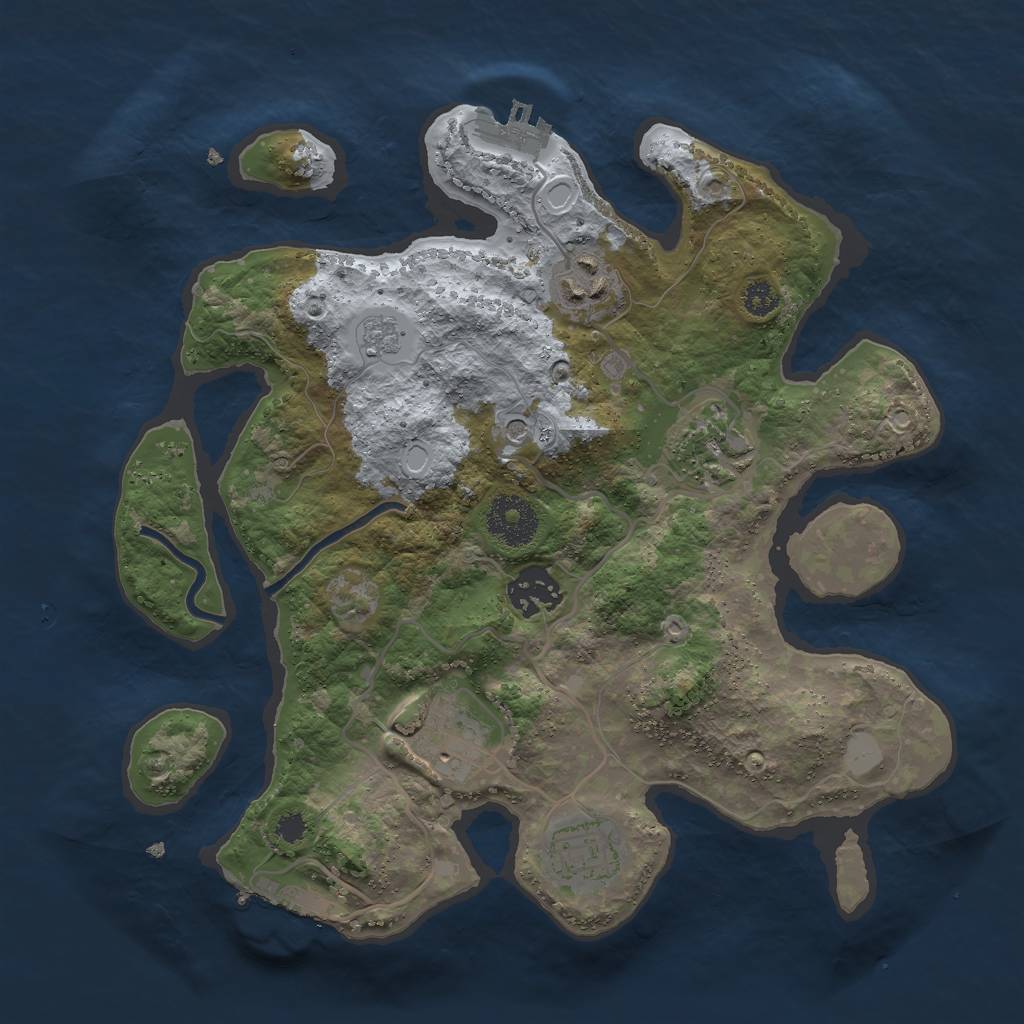 Rust Map: Procedural Map, Size: 3000, Seed: 53339945, 14 Monuments