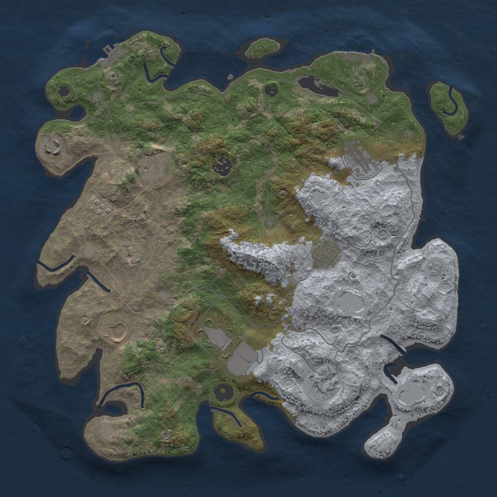 Rust Map: Procedural Map, Size: 4000, Seed: 1408149, 18 Monuments