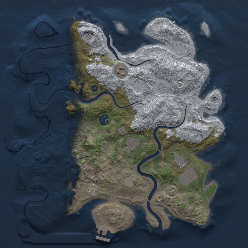 Rust Map: Procedural Map, Size: 3500, Seed: 1690495944, 10 Monuments