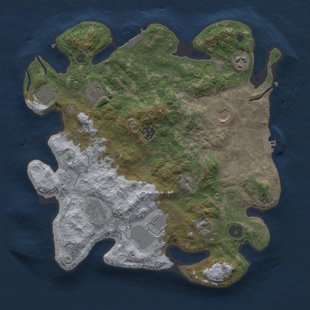 Rust Map: Procedural Map, Size: 3500, Seed: 47061362, 17 Monuments