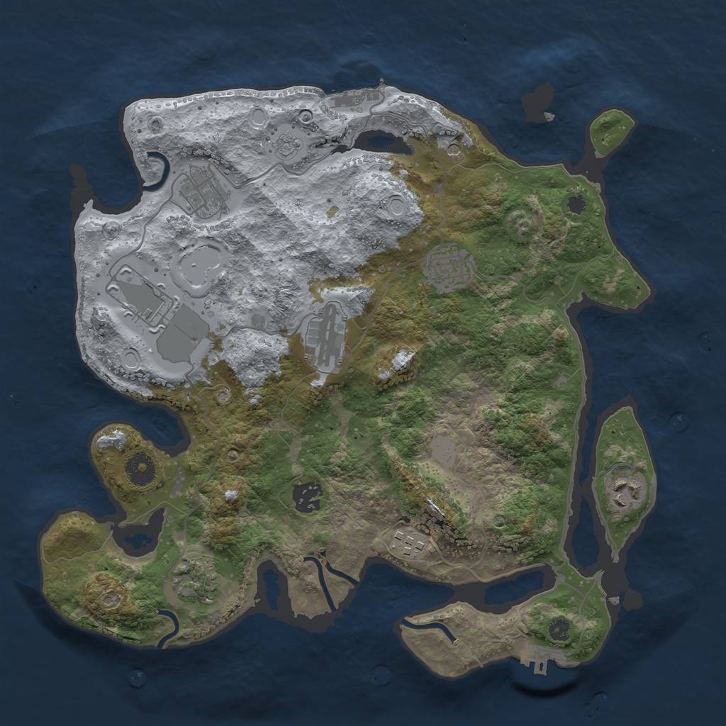 Rust Map: Procedural Map, Size: 3500, Seed: 77367324, 17 Monuments