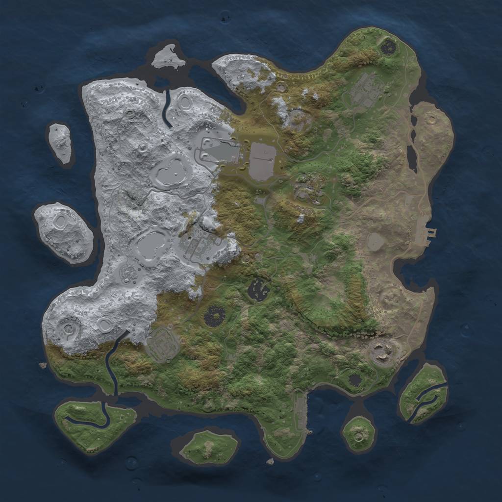 Rust Map: Procedural Map, Size: 3500, Seed: 1927571761, 16 Monuments