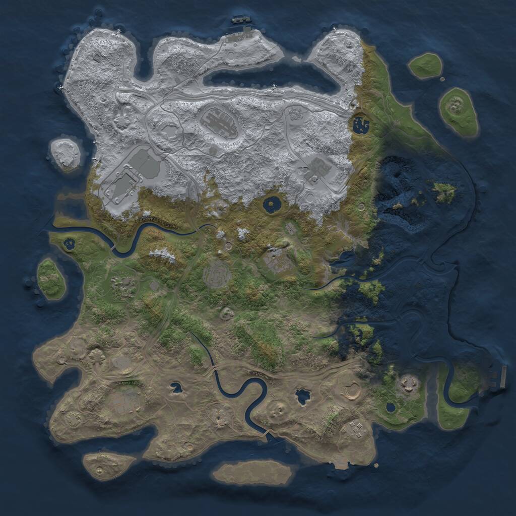 Rust Map: Procedural Map, Size: 4500, Seed: 1601537199, 17 Monuments