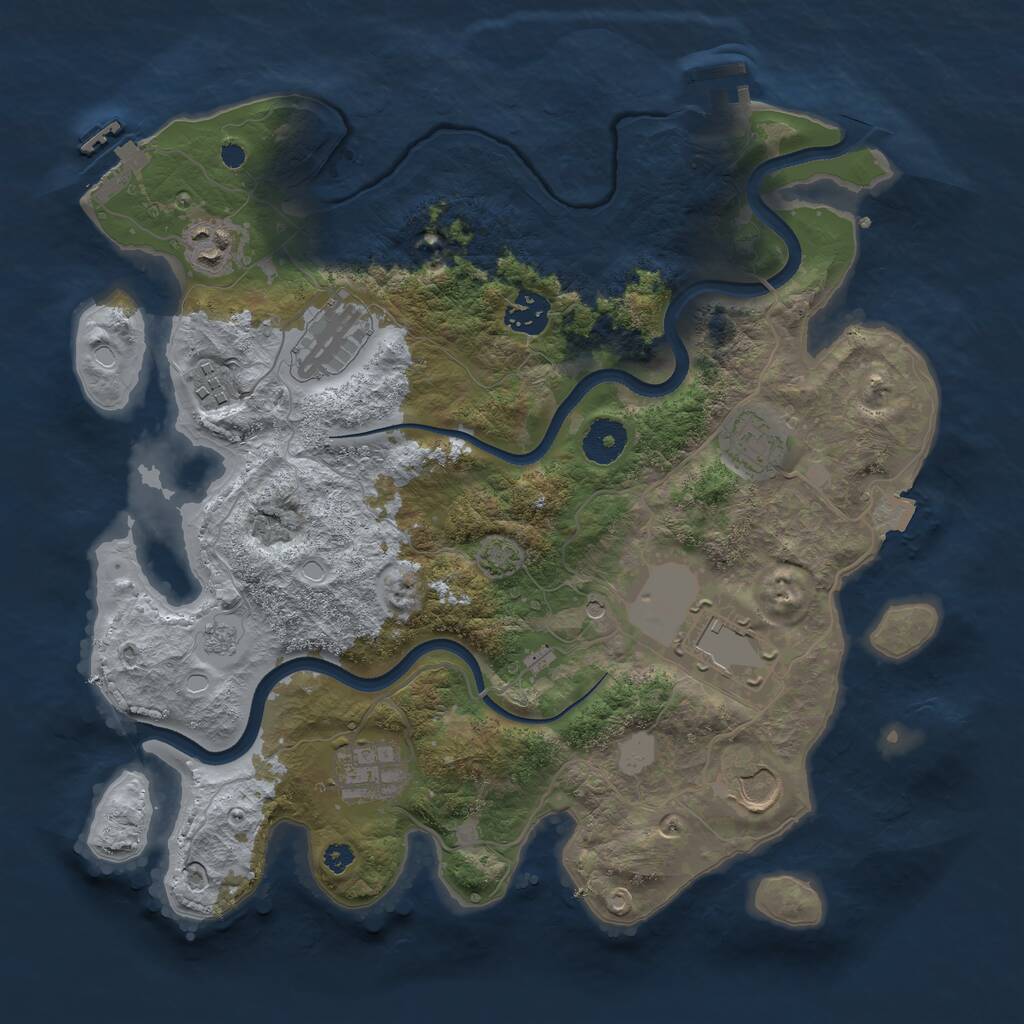Rust Map: Procedural Map, Size: 3500, Seed: 89737051, 14 Monuments