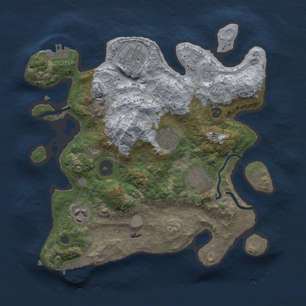 Rust Map: Procedural Map, Size: 3000, Seed: 678767623, 13 Monuments