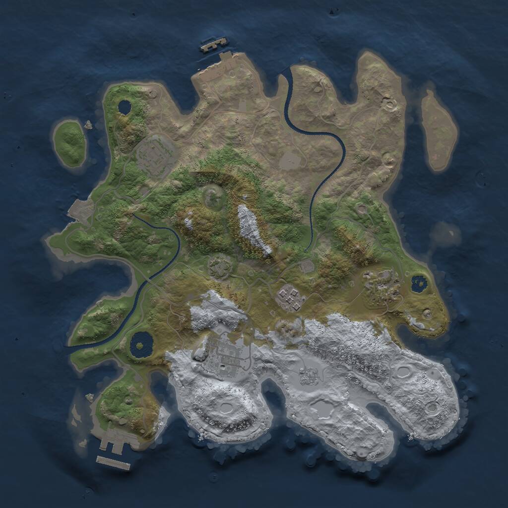 Rust Map: Procedural Map, Size: 3000, Seed: 7777777, 9 Monuments