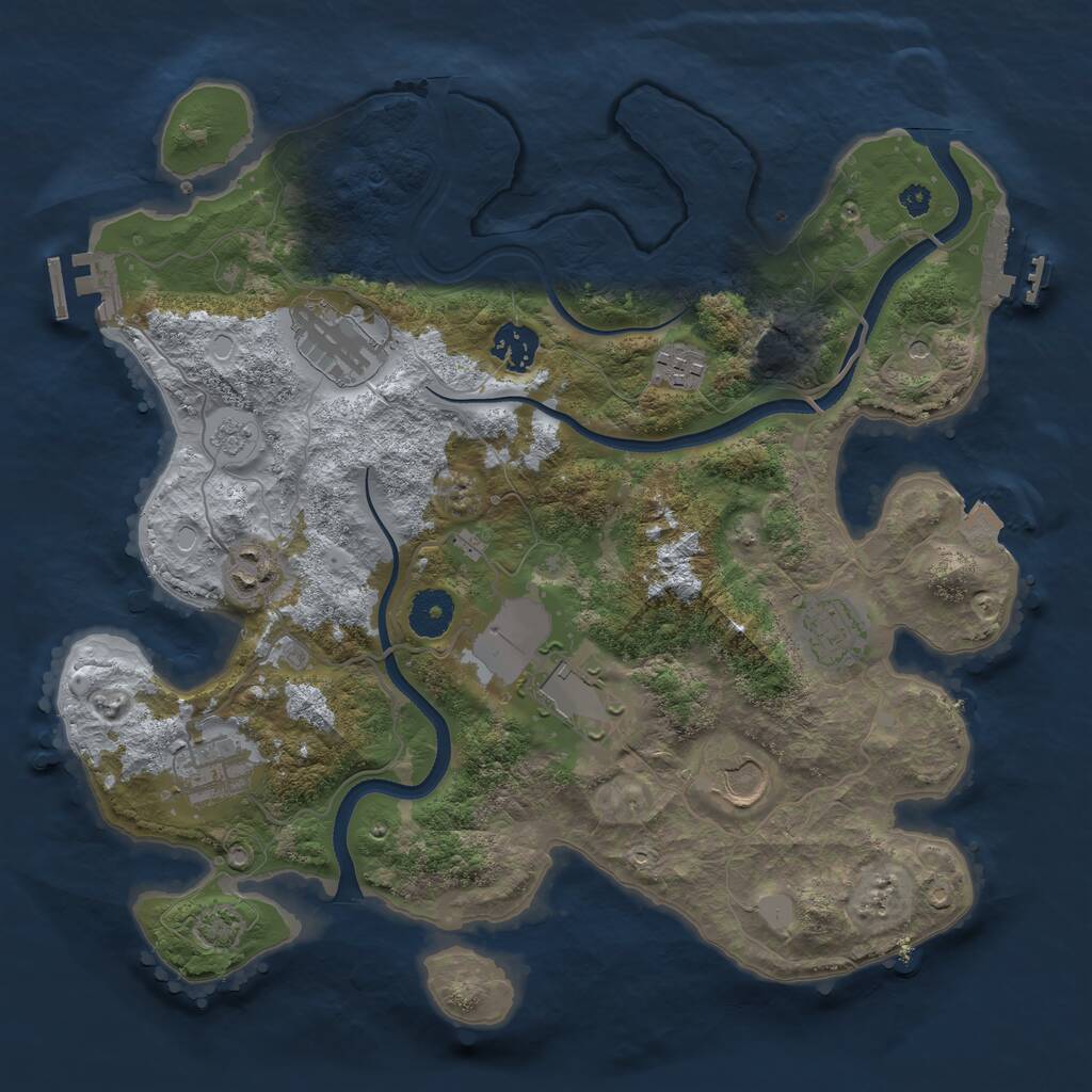 Rust Map: Procedural Map, Size: 3500, Seed: 48333258, 14 Monuments