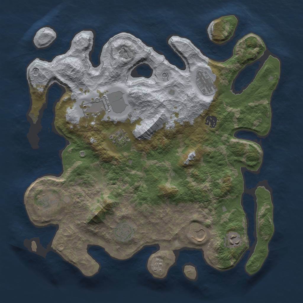 Rust Map: Barren, Size: 3750, Seed: 1234, 12 Monuments
