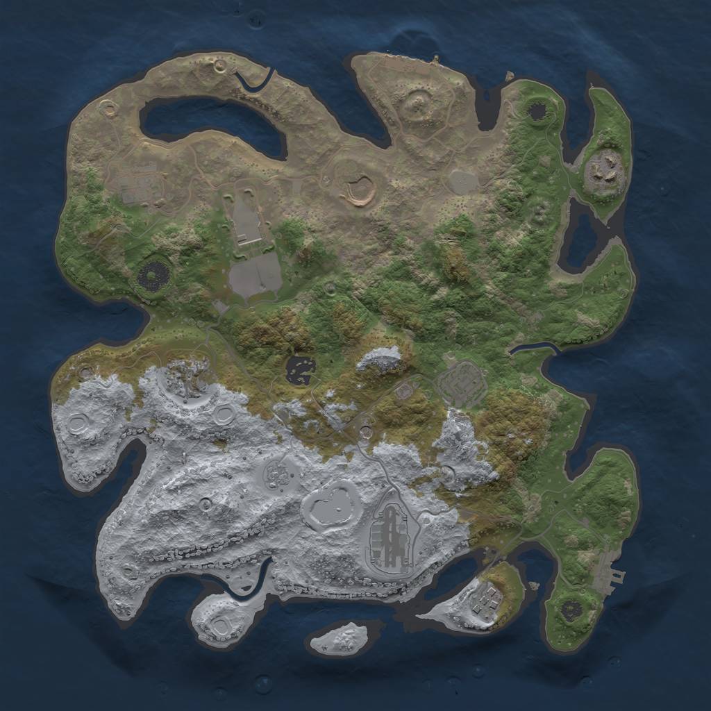 Rust Map: Procedural Map, Size: 3500, Seed: 58163968, 18 Monuments