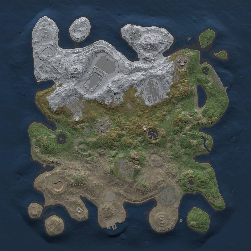 Rust Map: Procedural Map, Size: 3500, Seed: 13995770, 18 Monuments