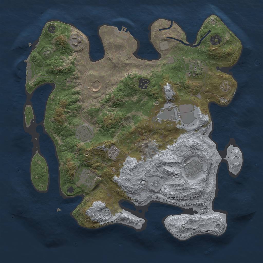 Rust Map: Procedural Map, Size: 3500, Seed: 23800149, 18 Monuments