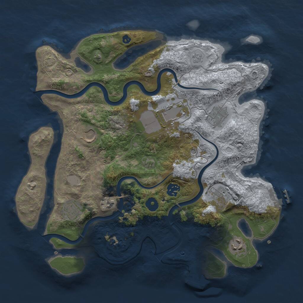 Rust Map: Procedural Map, Size: 3500, Seed: 91337894, 14 Monuments