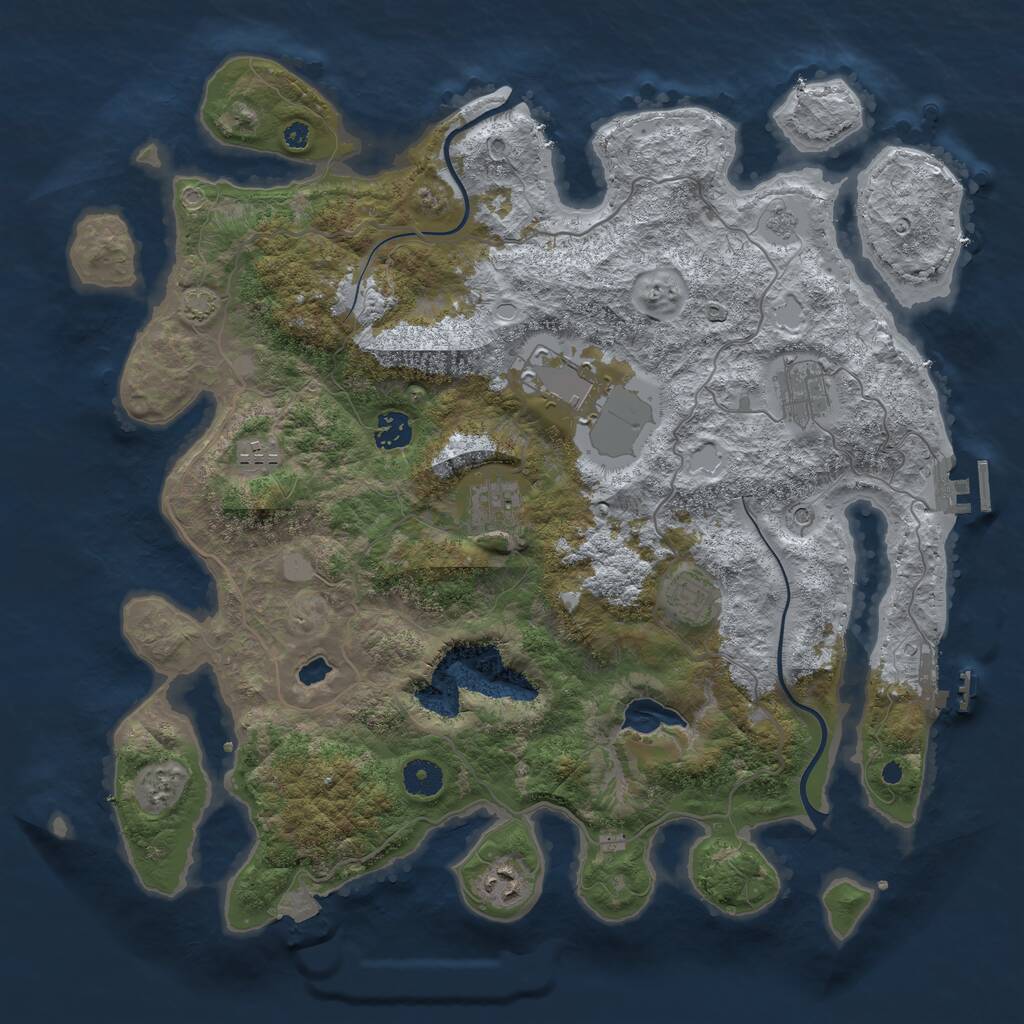 Rust Map: Procedural Map, Size: 4000, Seed: 45004, 13 Monuments