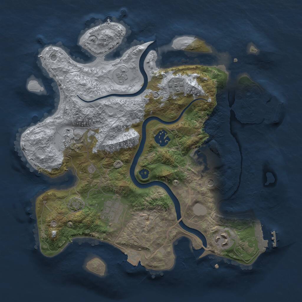 Rust Map: Procedural Map, Size: 3000, Seed: 18838, 12 Monuments