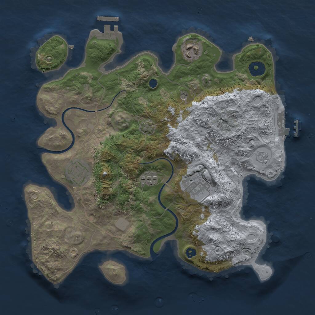Rust Map: Procedural Map, Size: 3000, Seed: 458087330, 10 Monuments