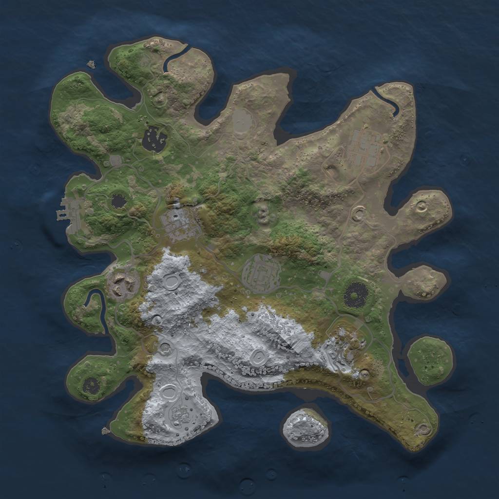 Rust Map: Procedural Map, Size: 3000, Seed: 654934575, 14 Monuments