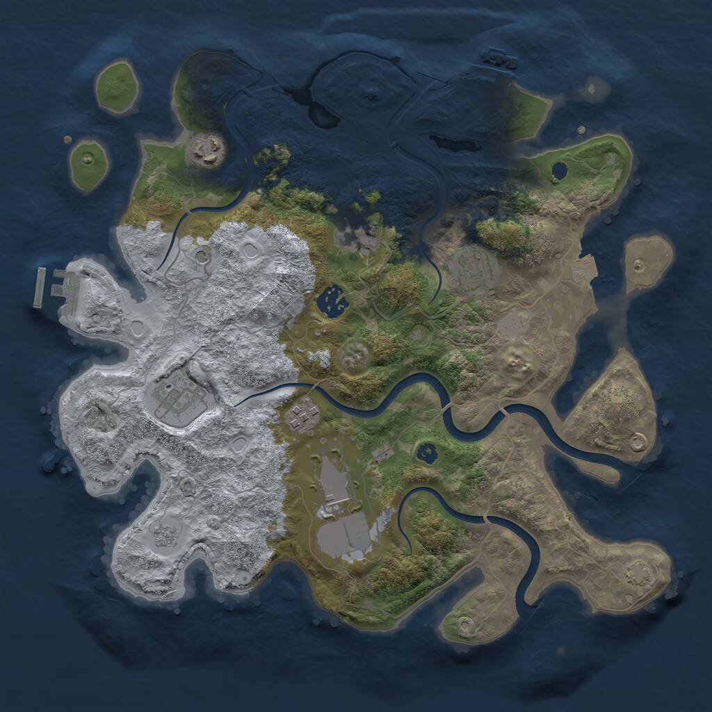 Rust Map: Procedural Map, Size: 3500, Seed: 33903850, 13 Monuments