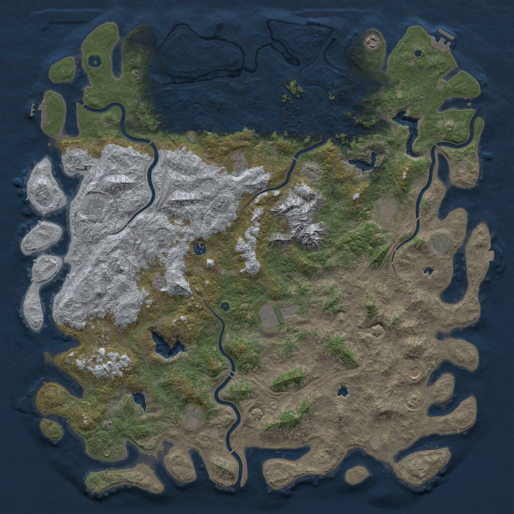 Rust Map: Procedural Map, Size: 6000, Seed: 643124936, 17 Monuments