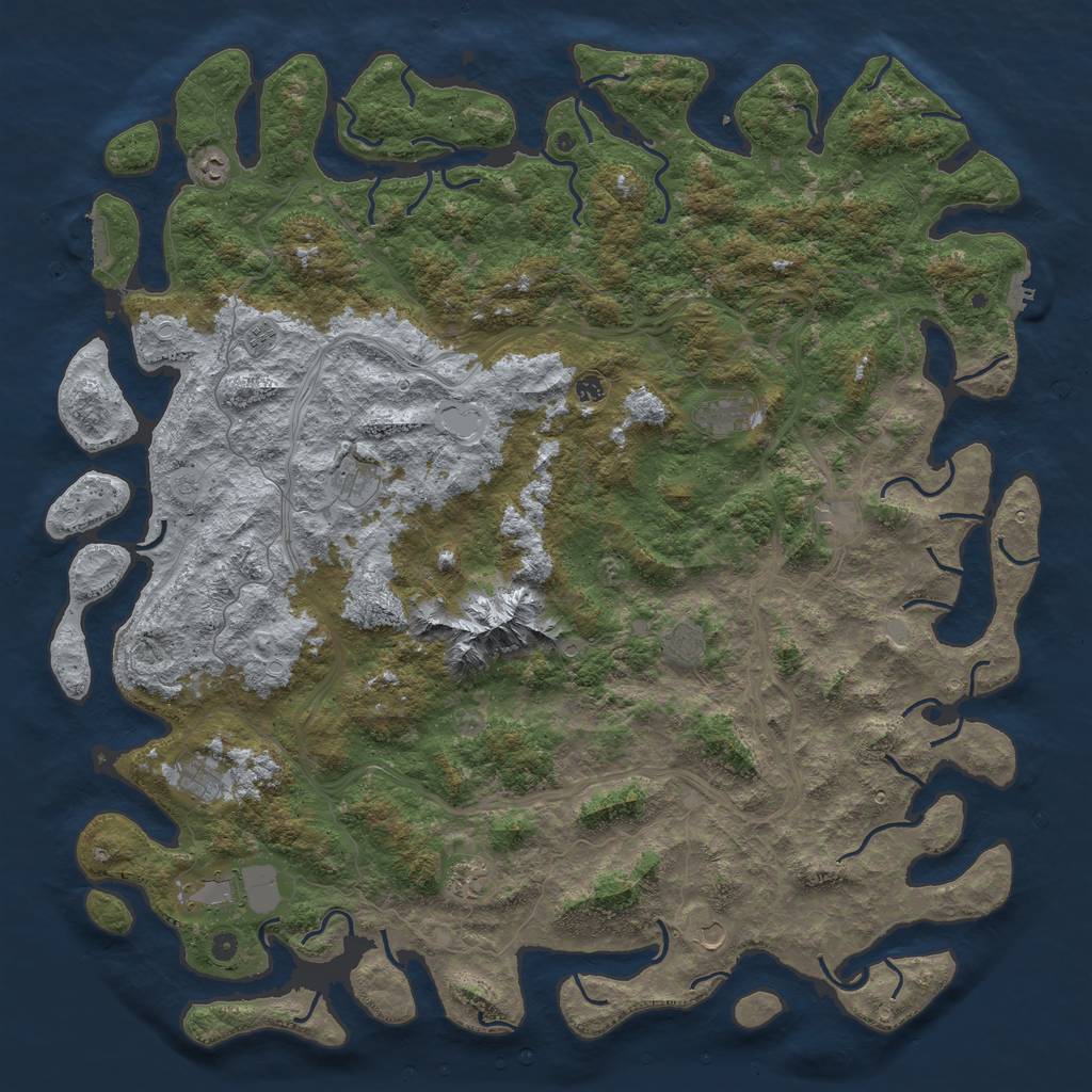 Rust Map: Procedural Map, Size: 6000, Seed: 643124936, 20 Monuments