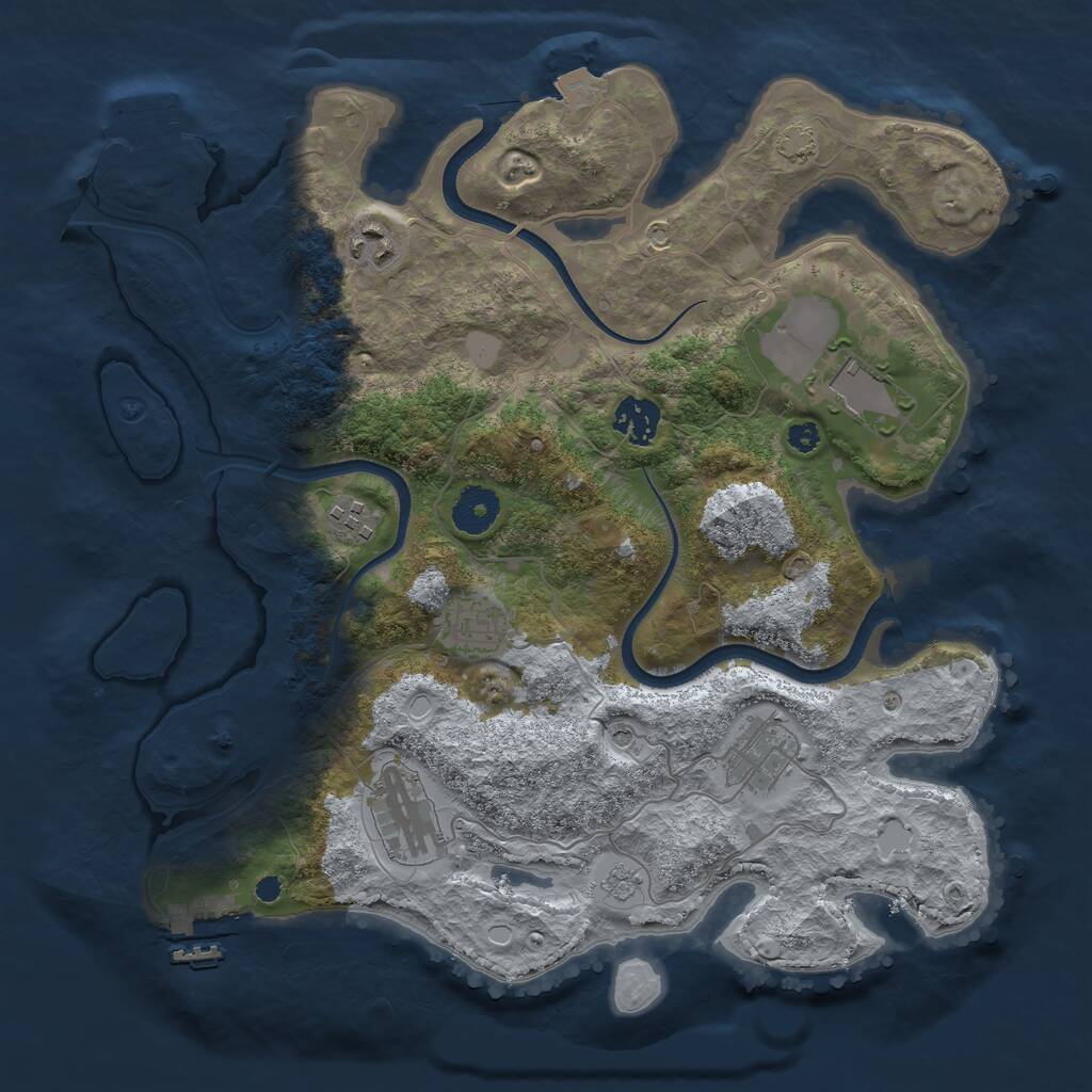 Rust Map: Procedural Map, Size: 3500, Seed: 13131529, 13 Monuments
