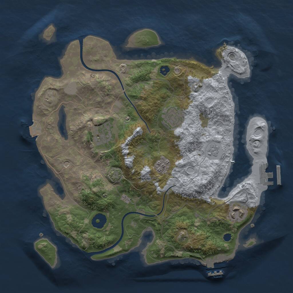 Rust Map: Procedural Map, Size: 3000, Seed: 71159, 10 Monuments