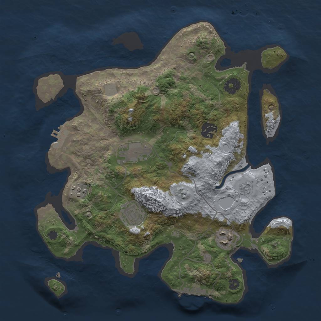 Rust Map: Procedural Map, Size: 3000, Seed: 7875737, 13 Monuments