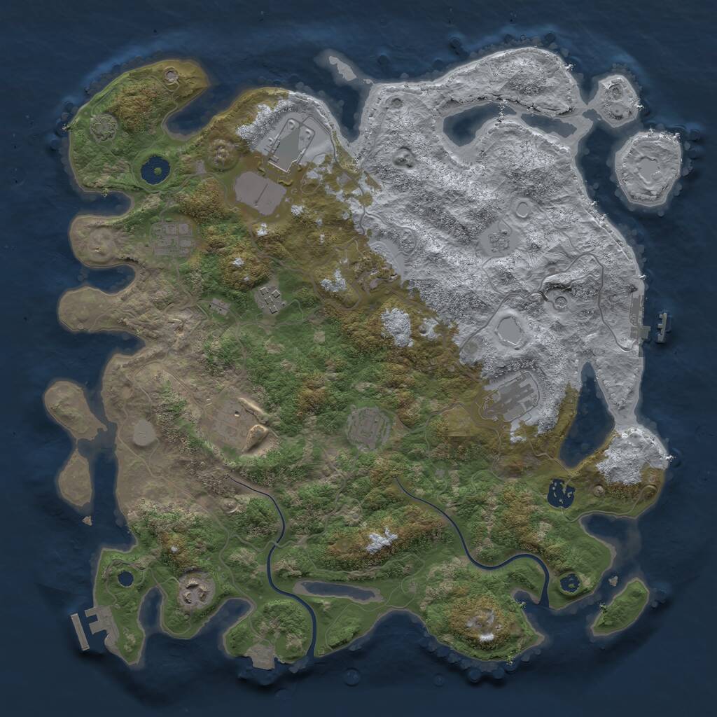 Rust Map: Procedural Map, Size: 3850, Seed: 8842025, 15 Monuments