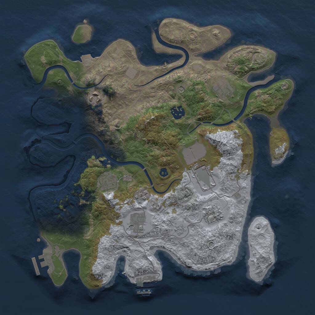 Rust Map: Procedural Map, Size: 3500, Seed: 1583019353, 14 Monuments