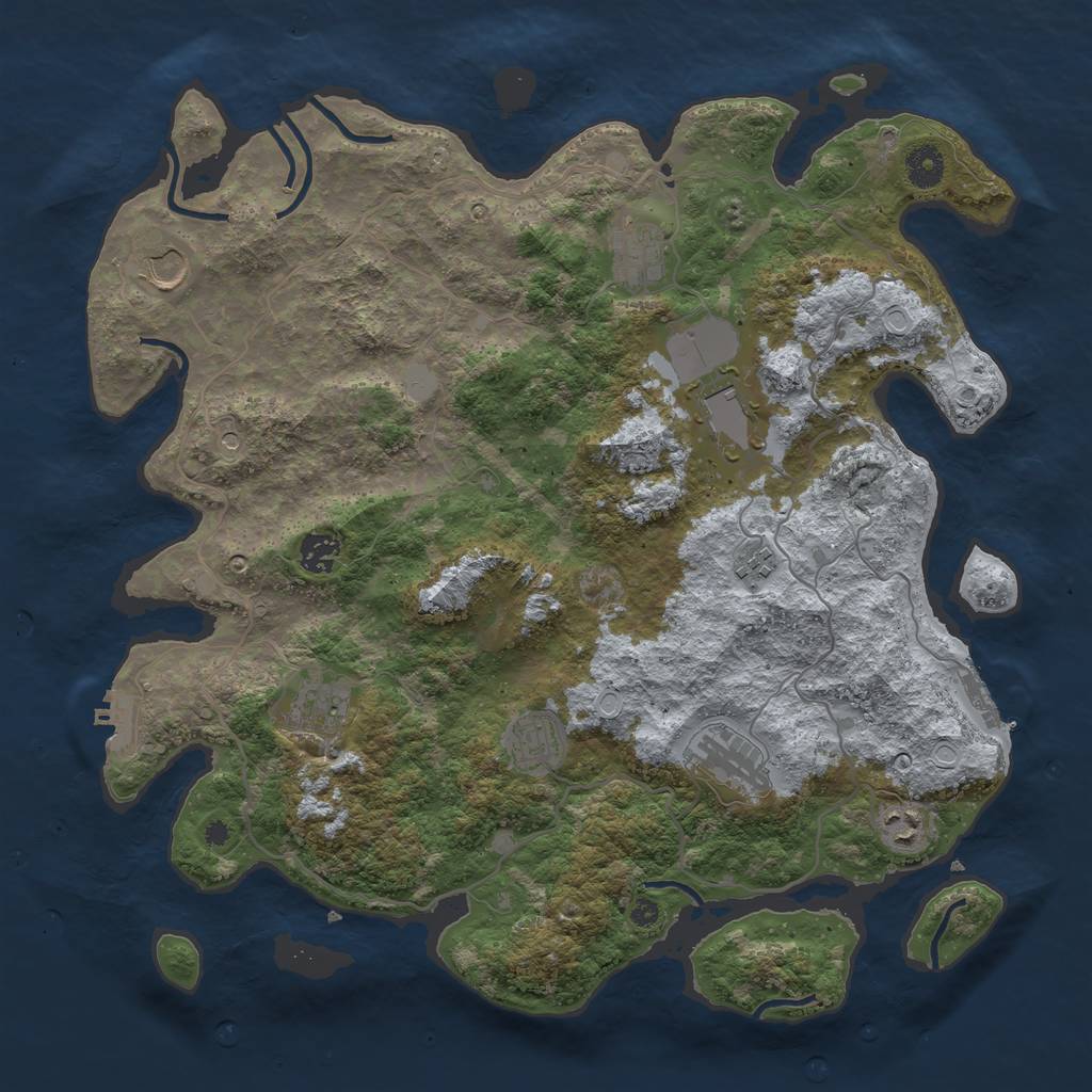 Rust Map: Procedural Map, Size: 4000, Seed: 525256, 17 Monuments