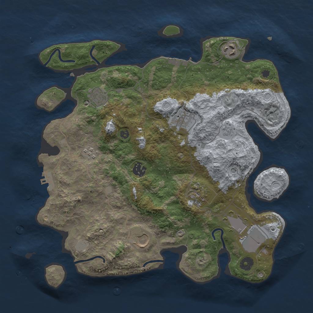 Rust Map: Procedural Map, Size: 3500, Seed: 82091050, 17 Monuments