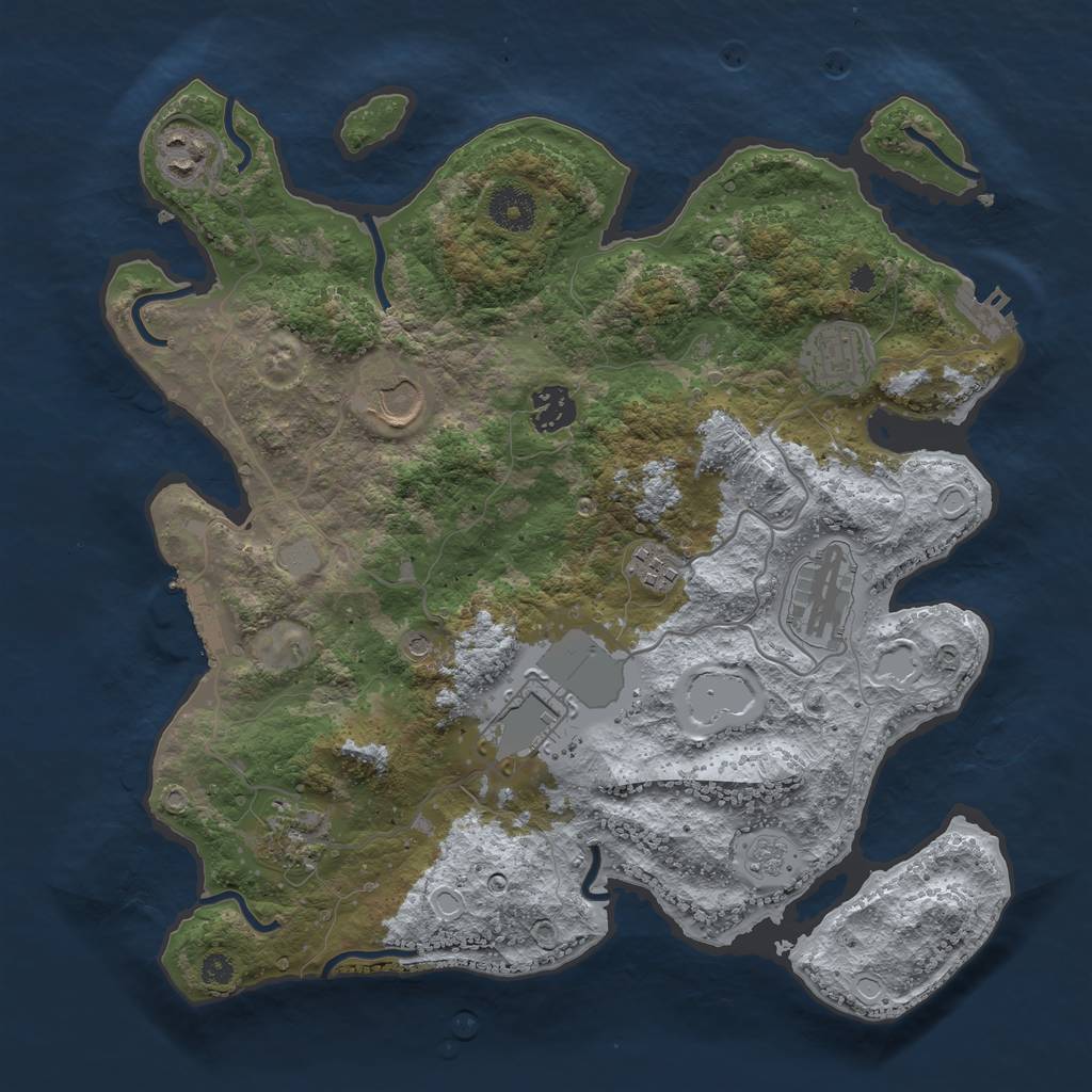 Rust Map: Procedural Map, Size: 3500, Seed: 26978029, 17 Monuments