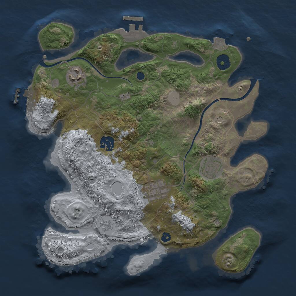 Rust Map: Procedural Map, Size: 3000, Seed: 7485, 9 Monuments