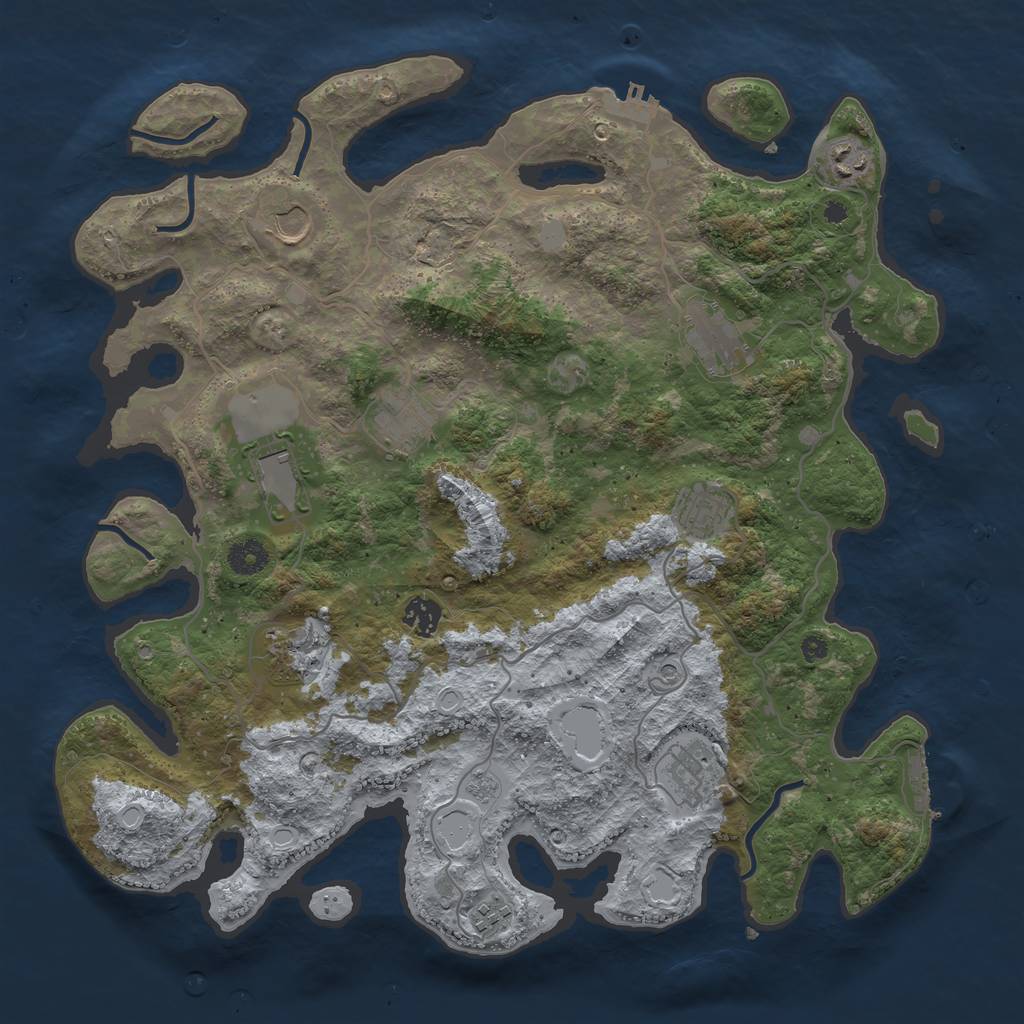 Rust Map: Procedural Map, Size: 4000, Seed: 1333780526, 19 Monuments